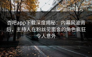 杏吧app下载深度揭秘：内幕风波背后，主持人在粉丝见面会的角色疯狂令人意外