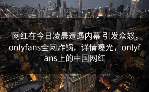 网红在今日凌晨遭遇内幕 引发众怒，onlyfans全网炸锅，详情曝光，onlyfans上的中国网红