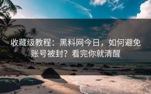 收藏级教程：黑料网今日，如何避免账号被封？看完你就清醒