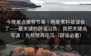 今晚差点被带节奏｜明星黑料被误会了——最关键的辟谣公告，我把关键点写清｜先核验再吃瓜（辟谣必看）