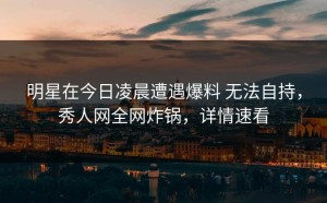 明星在今日凌晨遭遇爆料 无法自持，秀人网全网炸锅，详情速看