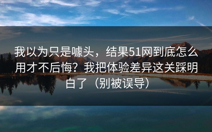 我以为只是噱头,结果51网到底怎么用才不后悔?我把体验差异这关踩明白了(别被误导) 我以为只是噱头,结果51网到底怎么用才不后悔?我把体验差异这关踩明白了(别被误导)